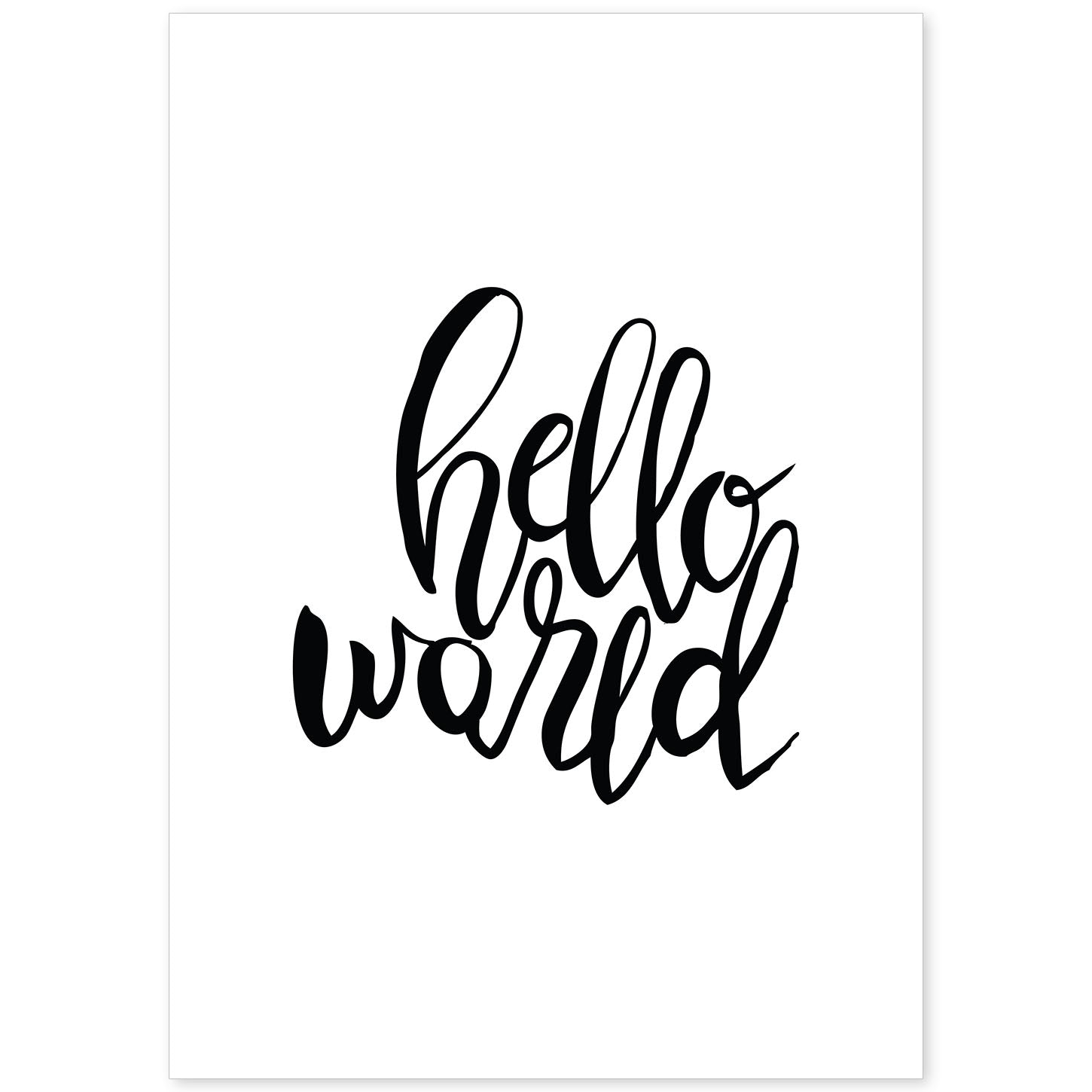 nacnic Lámina de mensajes felices 'Hola Mundo' en blanco y negro