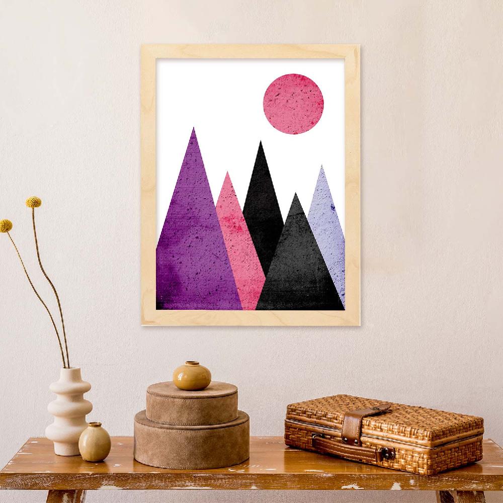 Nacnic Lámina De Montañas Geométricas Moradas Y Negras Ilustradas