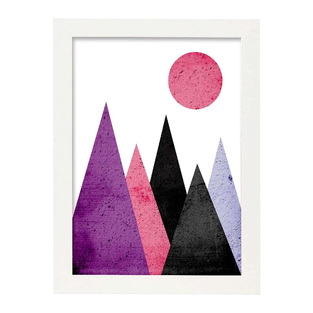Nacnic Lámina De Montañas Geométricas Moradas Y Negras Ilustradas