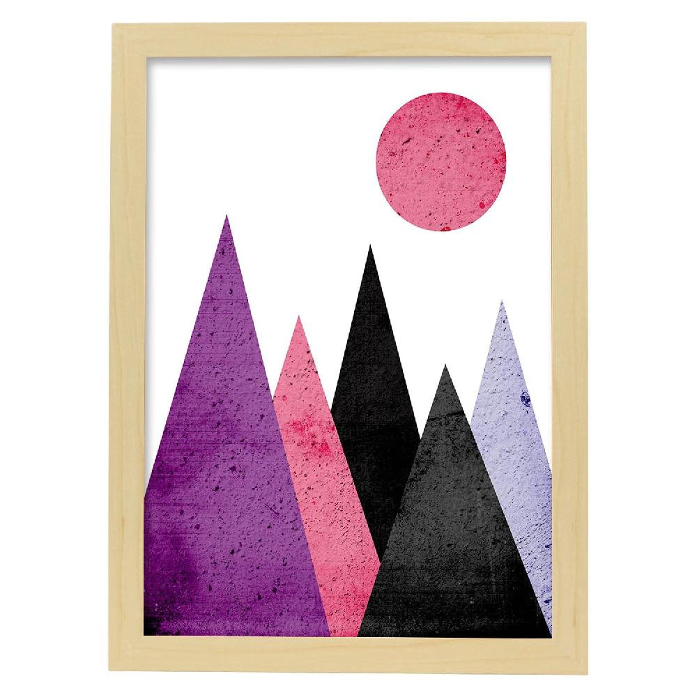 Nacnic Lámina De Montañas Geométricas Moradas Y Negras Ilustradas