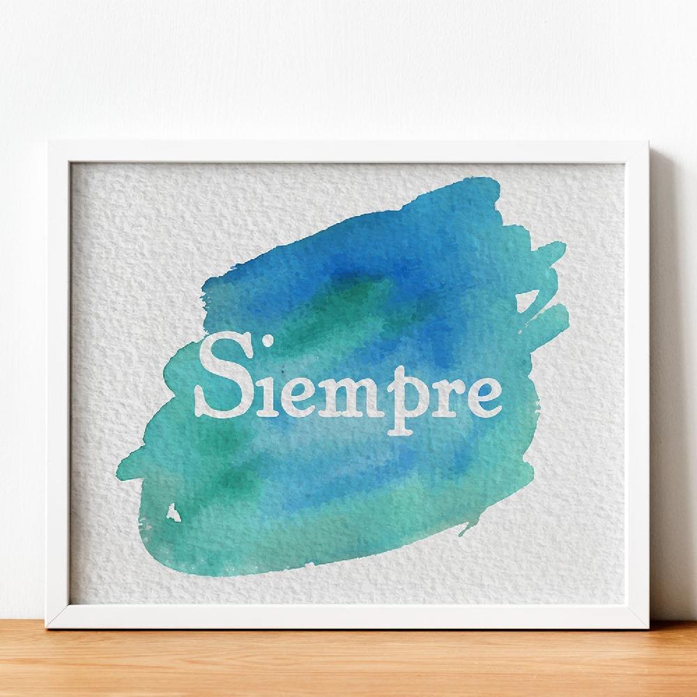 nacnic Lámina de palabra Siempre con diseño acuarela colorido