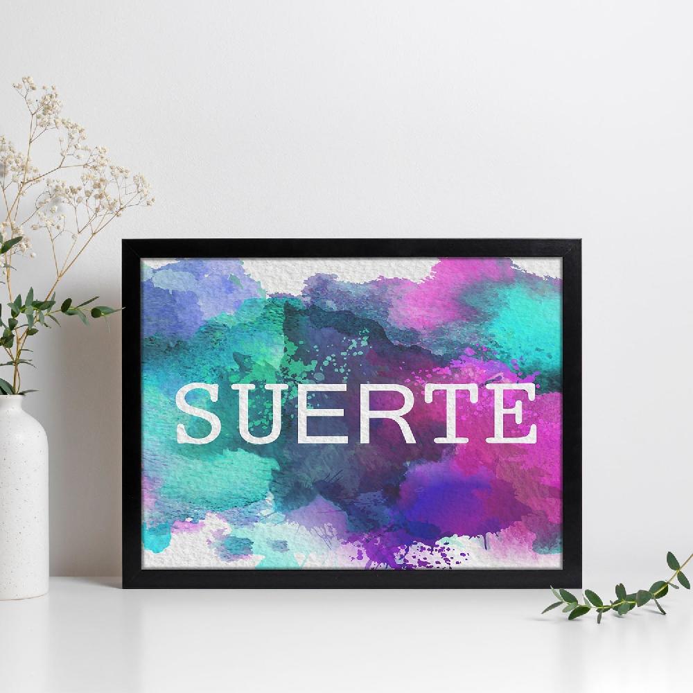 nacnic Lámina de palabra Suerte con diseño colorido