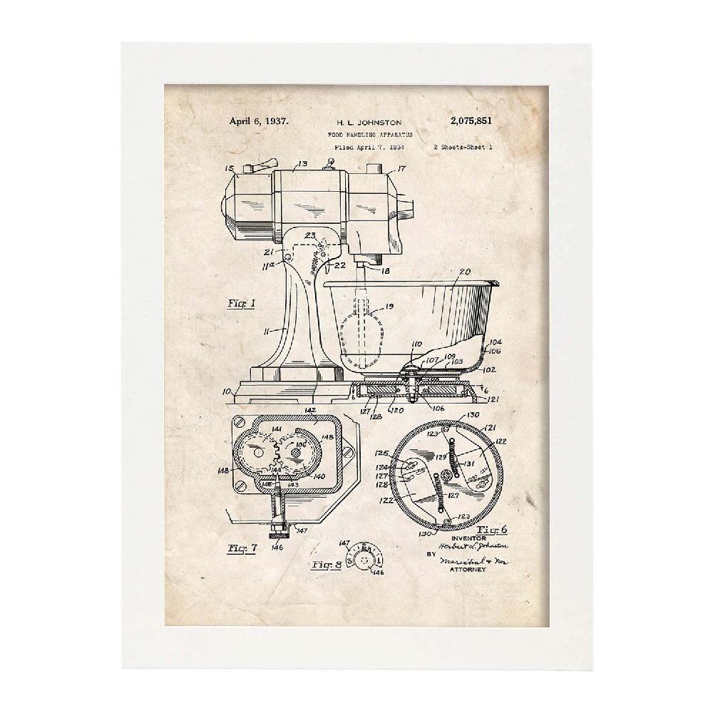 Nacnic Lámina De Patente De Batidora Industrial Antigua