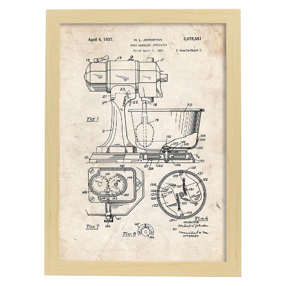 Nacnic Lámina De Patente De Batidora Industrial Antigua