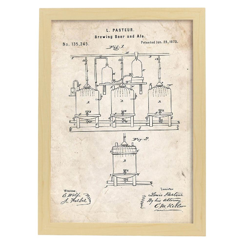 Nacnic Lámina De Patente De Elaboración De Cerveza Antigua