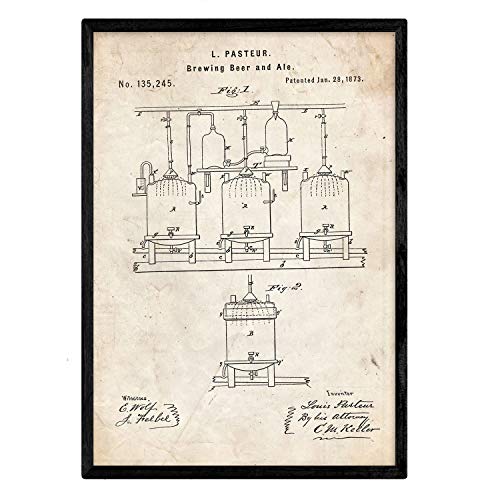 nacnic Lámina de Patente de Elaboración de Cerveza Antigua