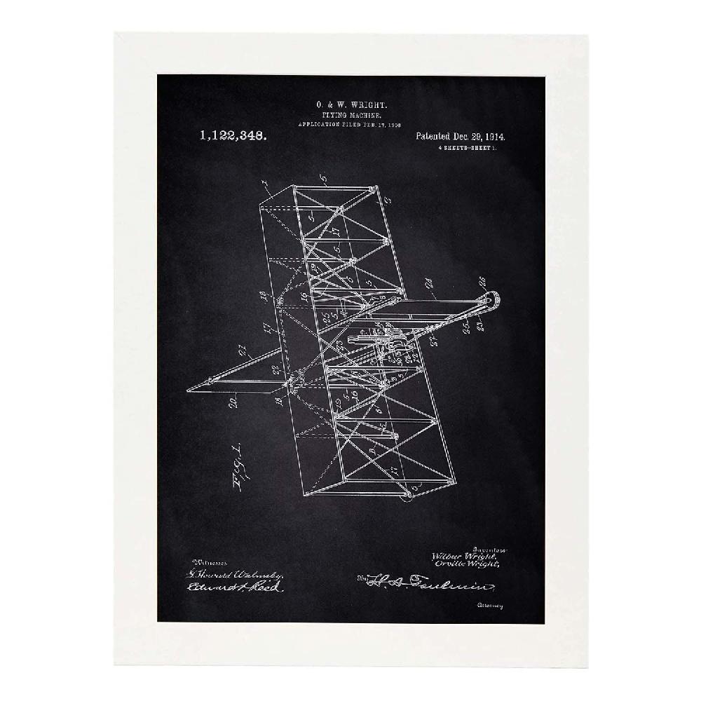 Nacnic Lámina De Patente De Máquina Voladora Antigua