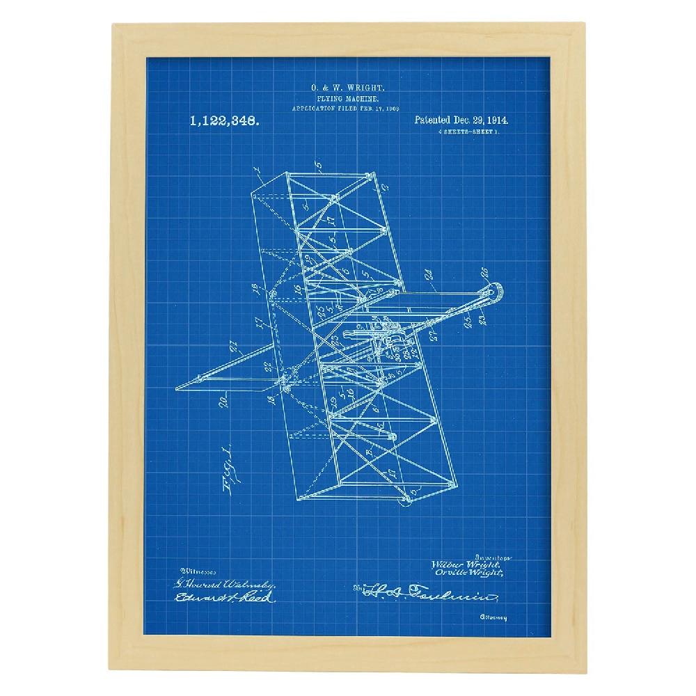 Nacnic Lámina De Patente De Maquina Voladora Antigua