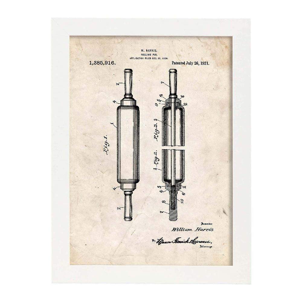 Nacnic Lámina De Patente De Rodillo De Cocina Antigua