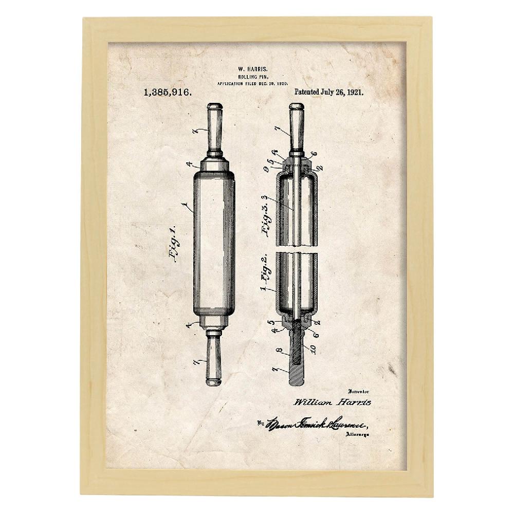 Nacnic Lámina De Patente De Rodillo De Cocina Antigua