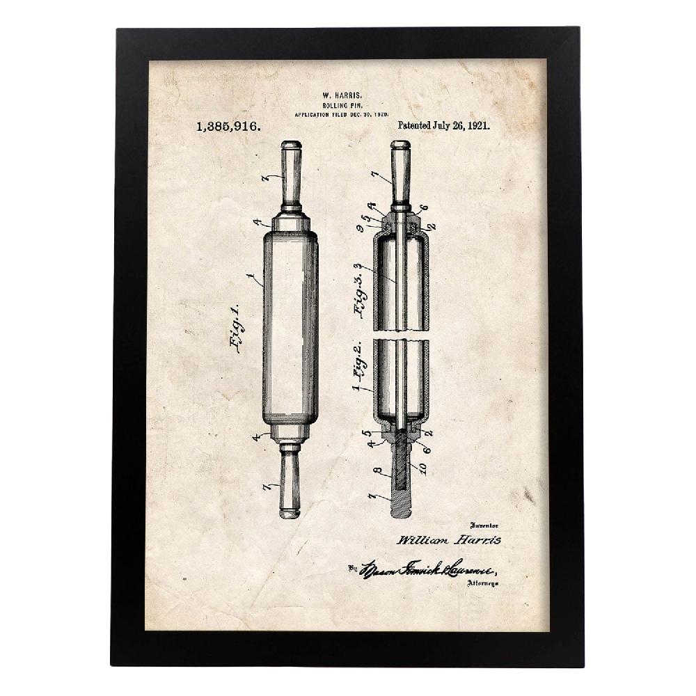 Nacnic Lámina De Patente De Rodillo De Cocina Antigua