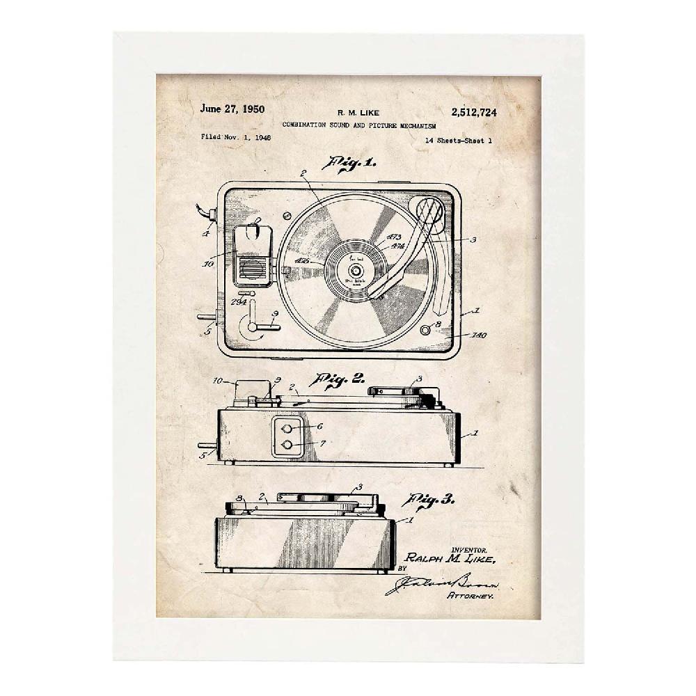 Nacnic Lámina De Patente De Sonido E Imagen 3 Antigua