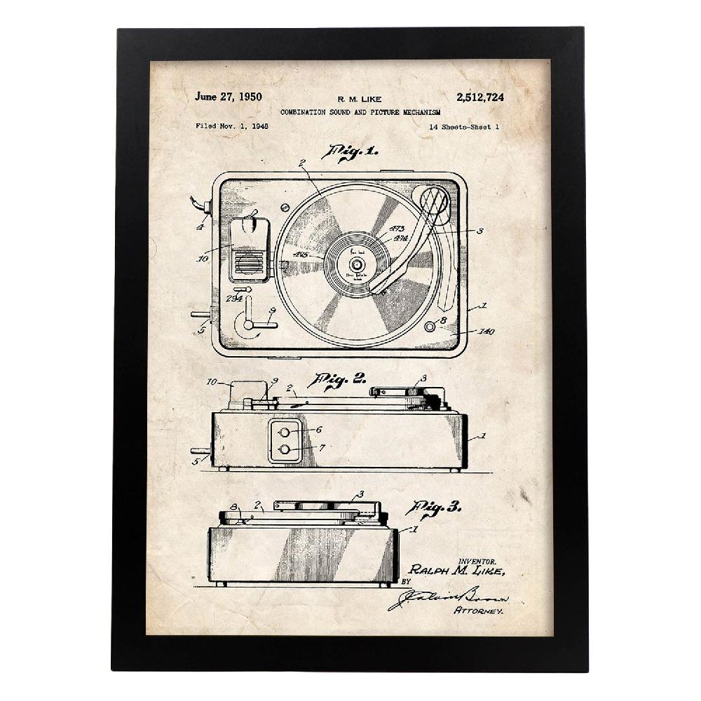 Nacnic Lámina De Patente De Sonido E Imagen 3 Antigua