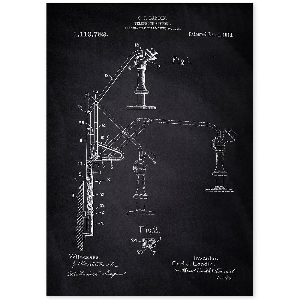 nacnic Lámina de Patente de Soporte Telefónico Antiguo