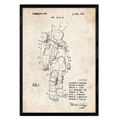 nacnic Lámina de Patente de Traje de Astronauta Antiguo