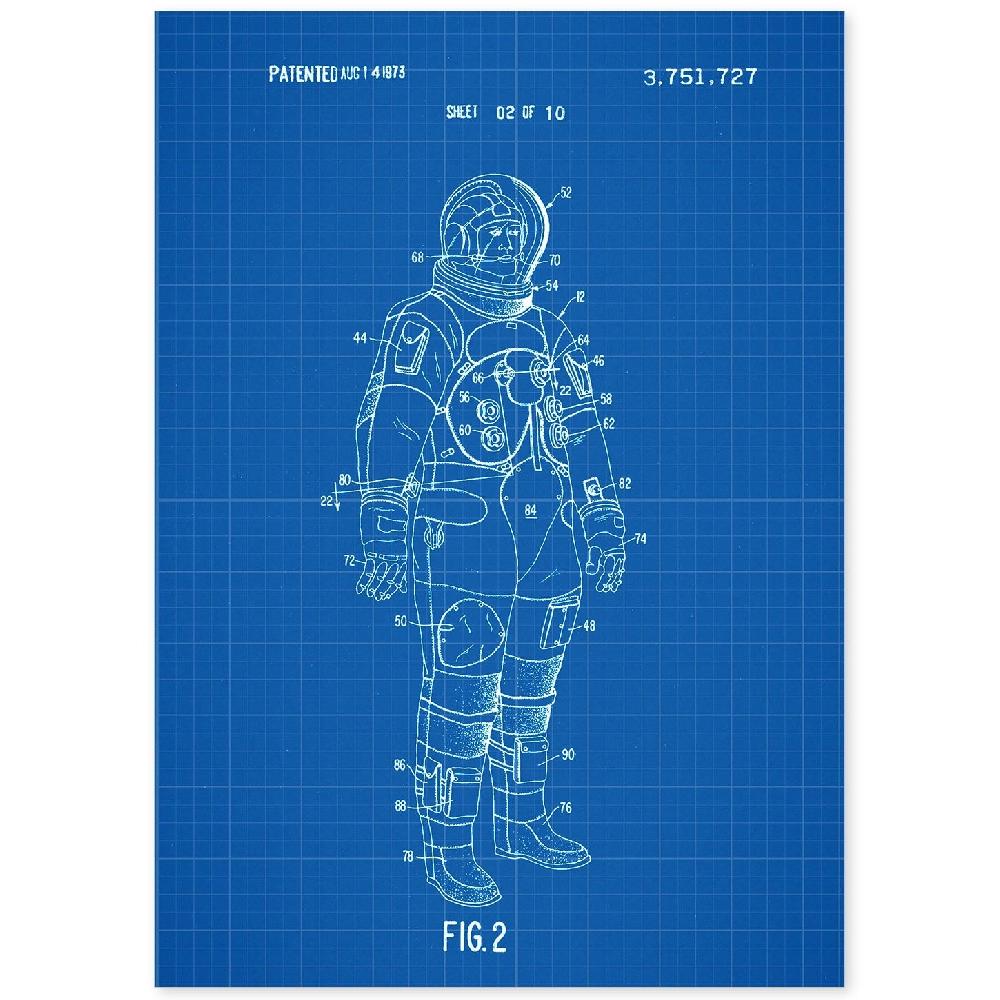 nacnic Lámina de Patente de Traje de Astronauta Antiguo