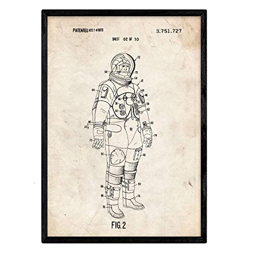 Nacnic Lámina De Patente De Traje De Astronauta Antiguo