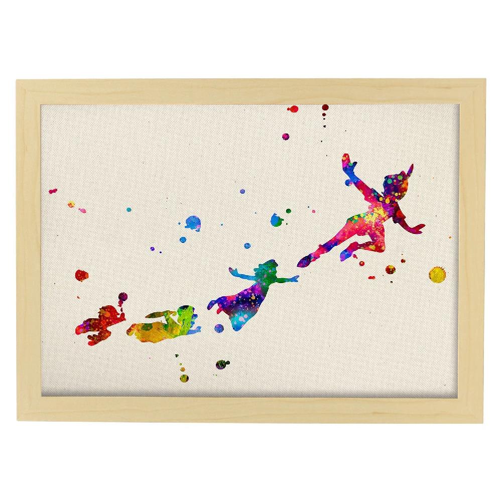 Nacnic Lámina De Peter Pan Volando Con Amigos En Acuarela