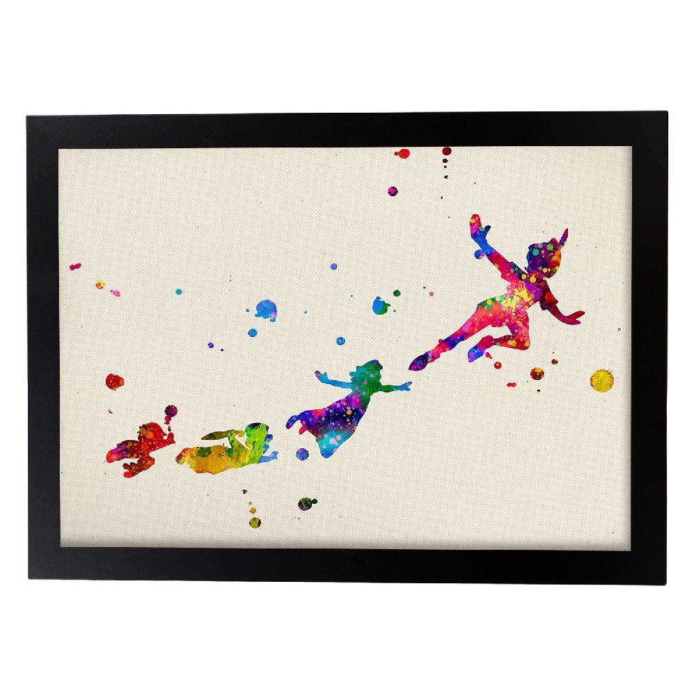 Nacnic Lámina De Peter Pan Volando Con Amigos En Acuarela