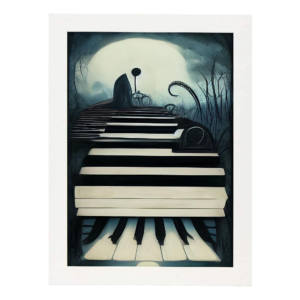 Nacnic Lámina De Piano Amistoso Al Estilo T. Burton De Nacnic
