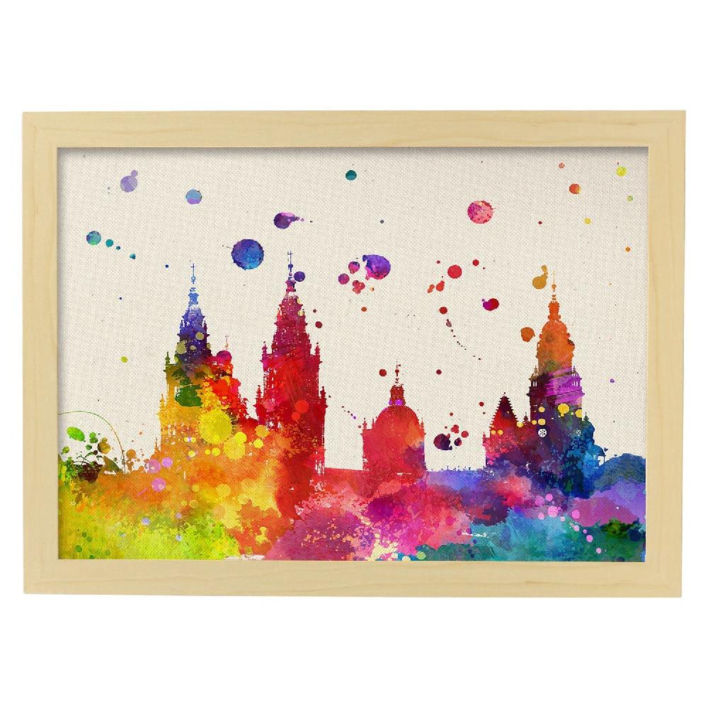 Nacnic Lámina De Santiago De Compostela Y Mapas De España