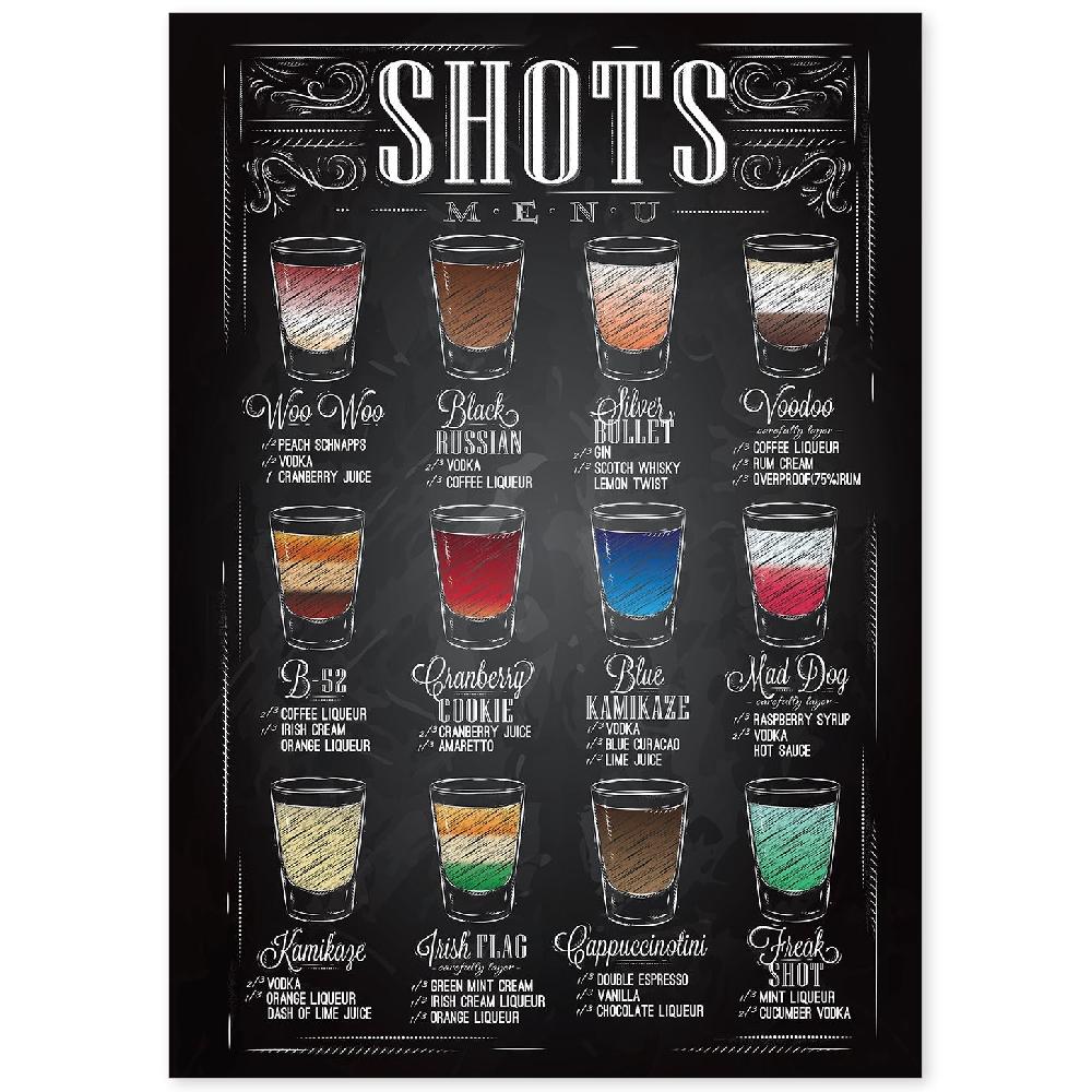 nacnic Lámina de Tipos de Chupitos y Cervezas para Bares