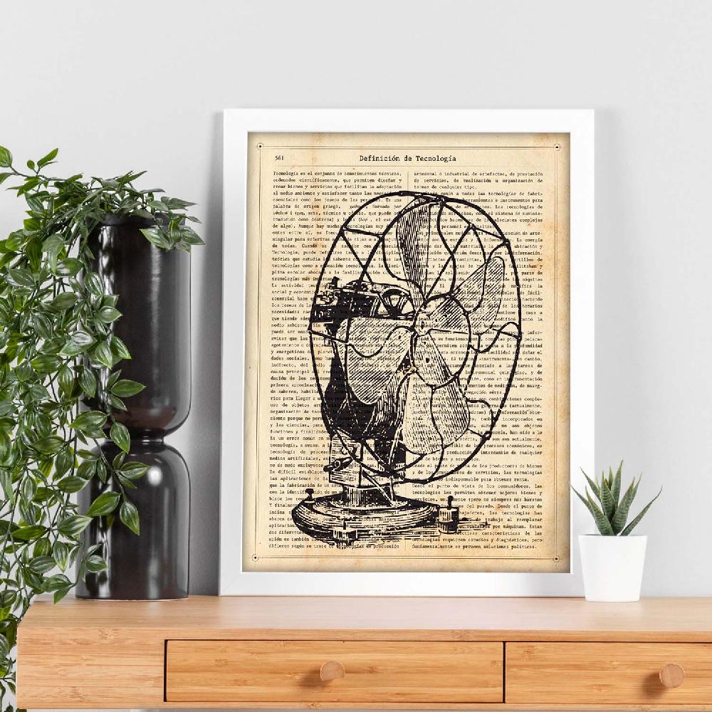 Nacnic Lámina De Ventilador Vintage Con Objetos Antiguos