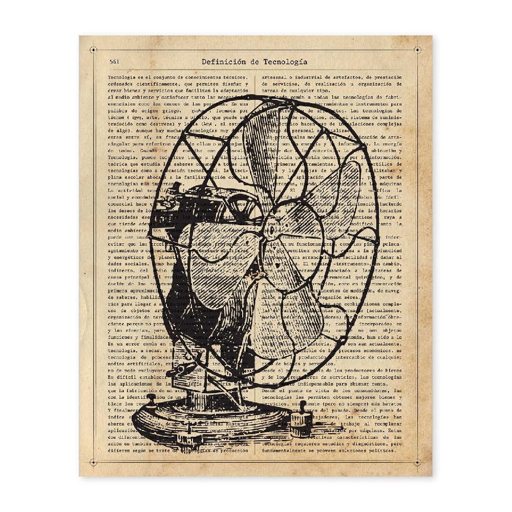 nacnic Lámina de Ventilador Vintage con Objetos Antiguos