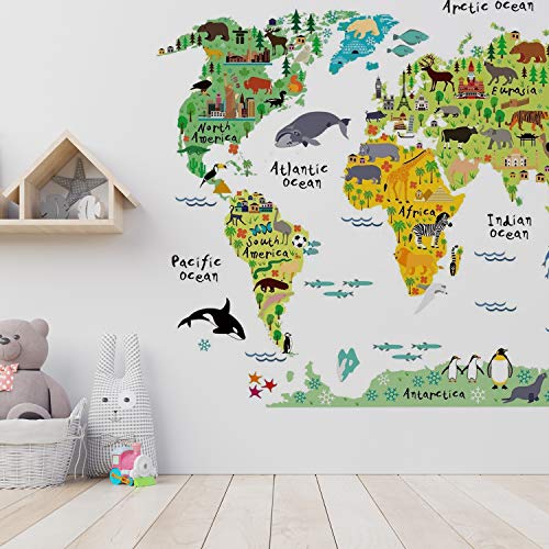 Nacnic Lámina De Vinilo Mapa Mundi Para Niños Con Países Y Continentes