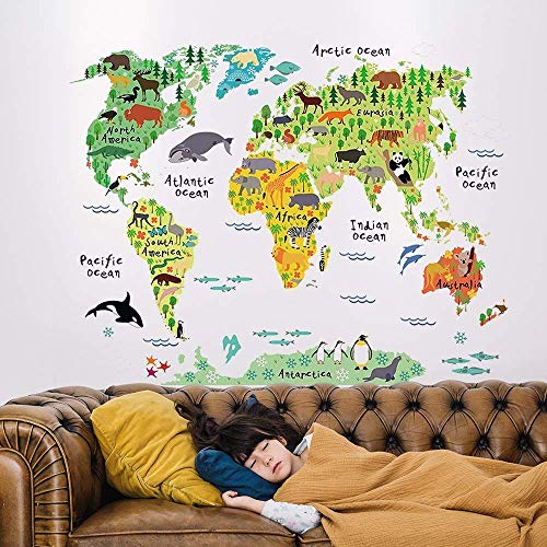 nacnic Lámina de Vinilo Mapa Mundi para Niños con Países y Continentes