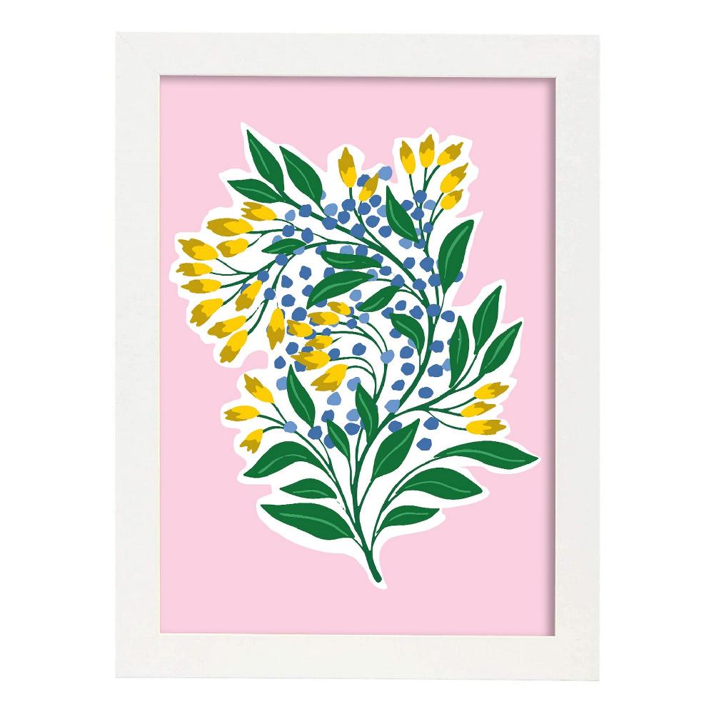 Nacnic Lámina Decorativa De Flores Amarillas Y Azules