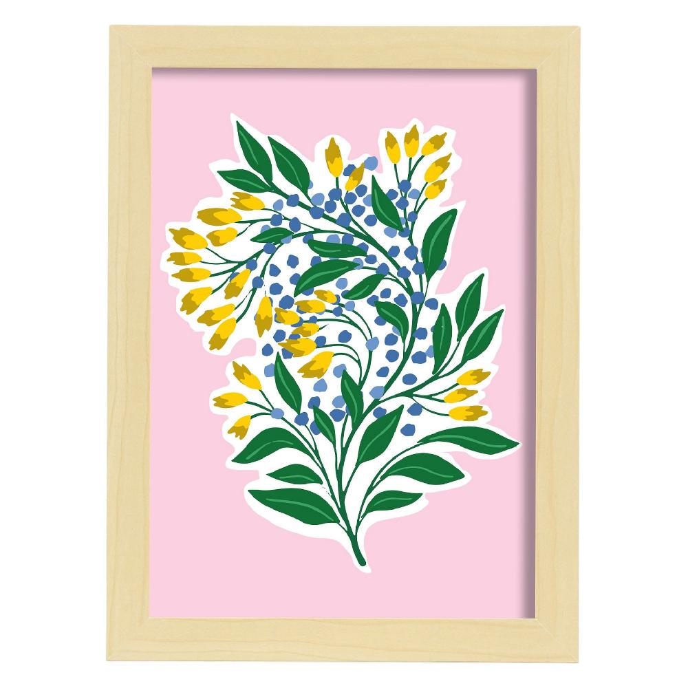 Nacnic Lámina Decorativa De Flores Amarillas Y Azules