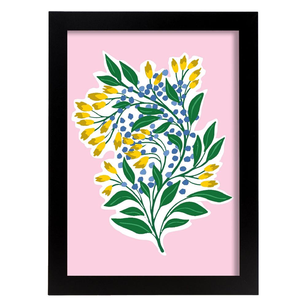 Nacnic Lámina Decorativa De Flores Amarillas Y Azules