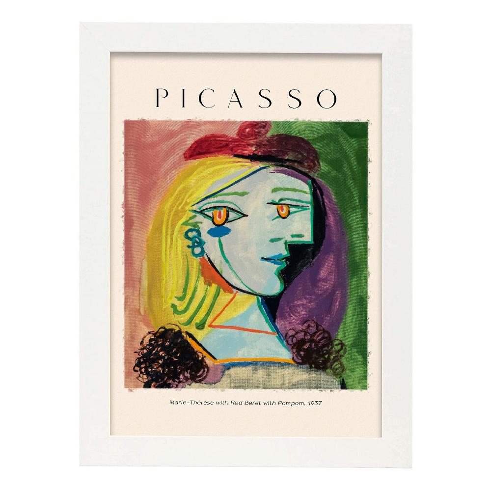 Nacnic Lámina Decorativa Marie Therese Con Boina Roja Inspirada En Picasso