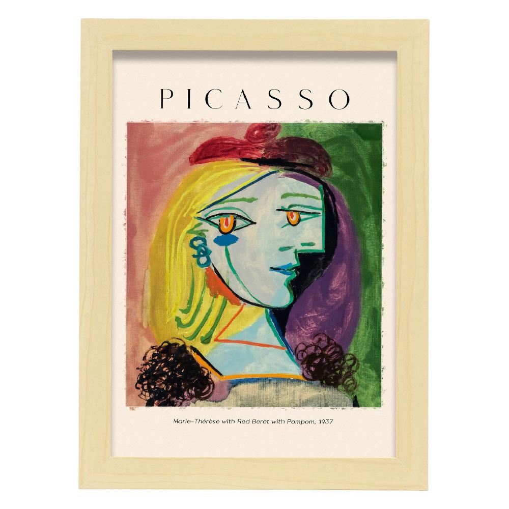 Nacnic Lámina Decorativa Marie Therese Con Boina Roja Inspirada En Picasso