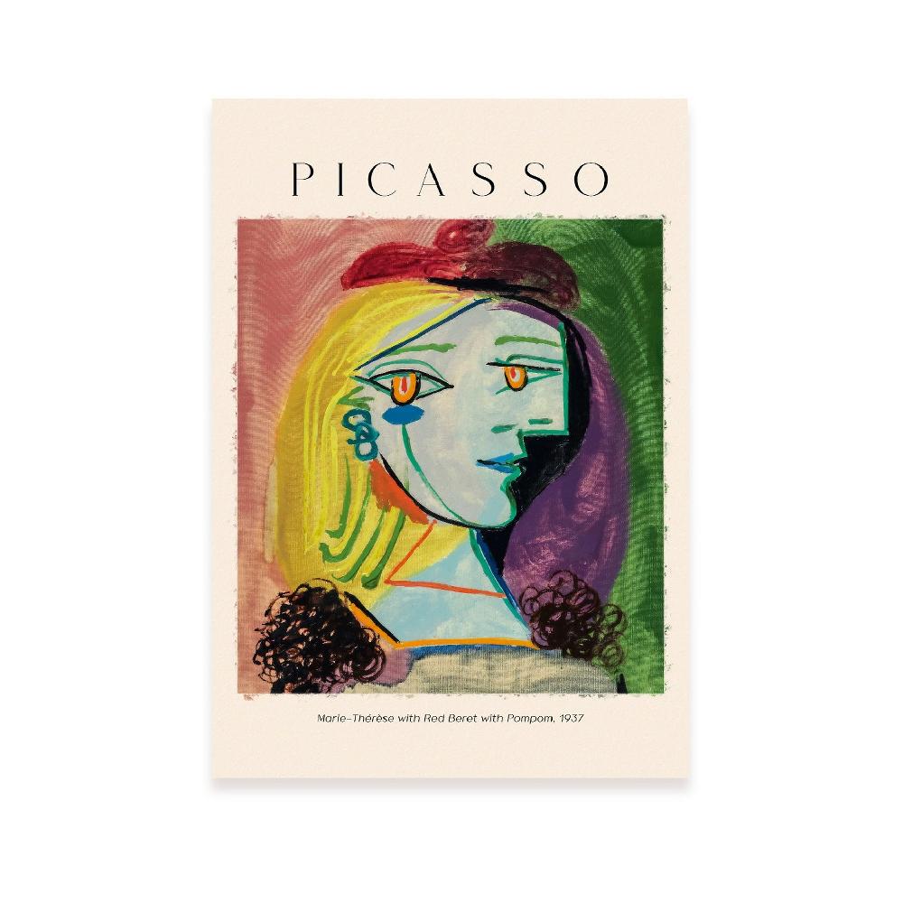 nacnic Lámina decorativa Marie Therese con boina roja inspirada en Picasso