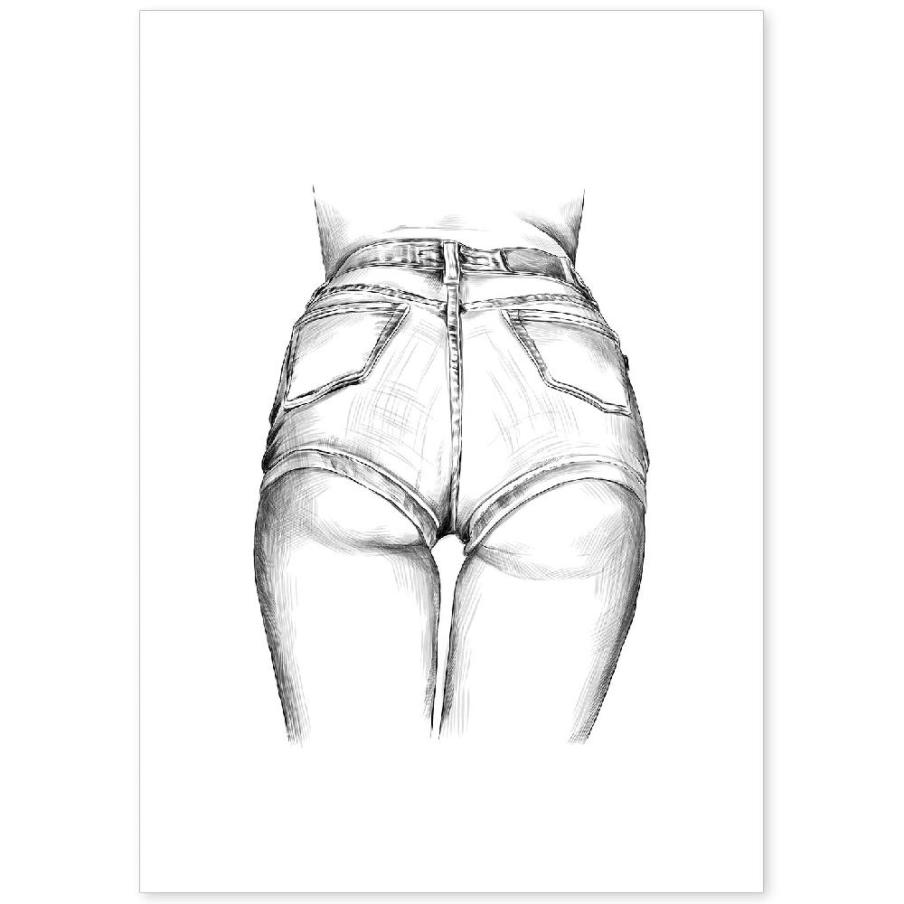 nacnic Lámina Erótica de Cuerpo Femenino con Vaqueros