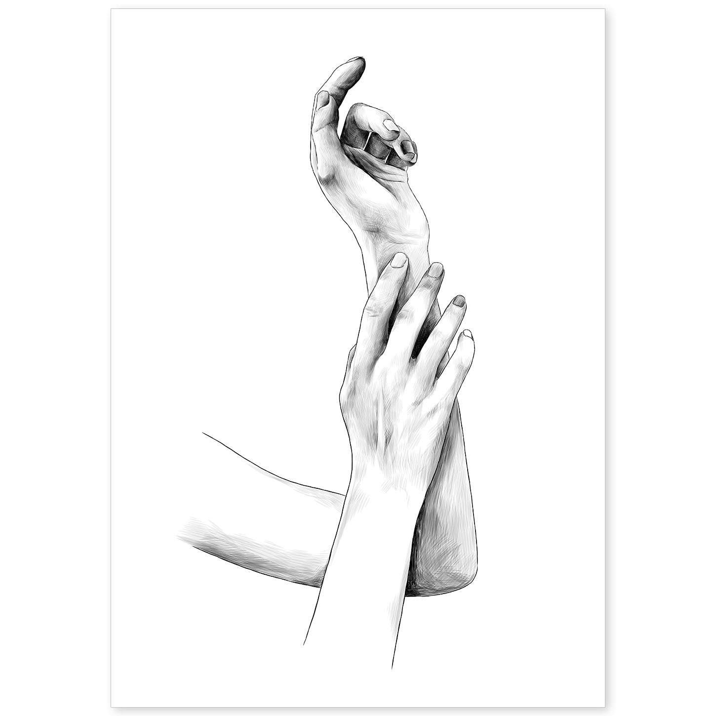 nacnic Lámina erótica de Manos con imágenes femeninas sensuales