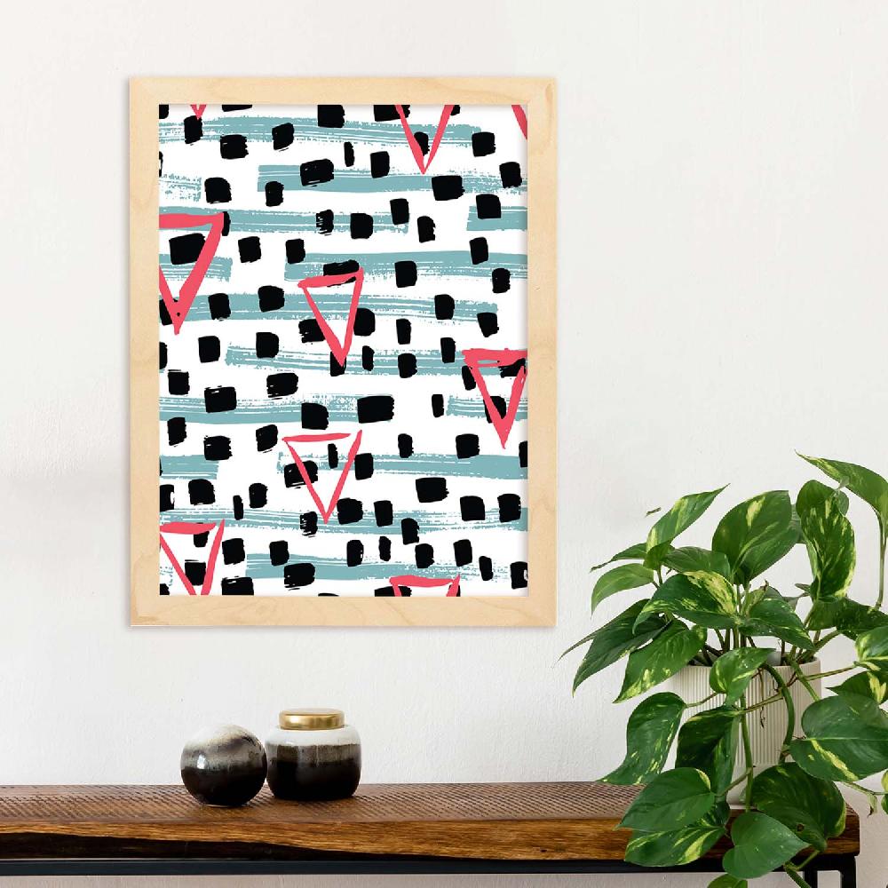 Nacnic Lámina Estampada De Triángulos Negros Y Rosas