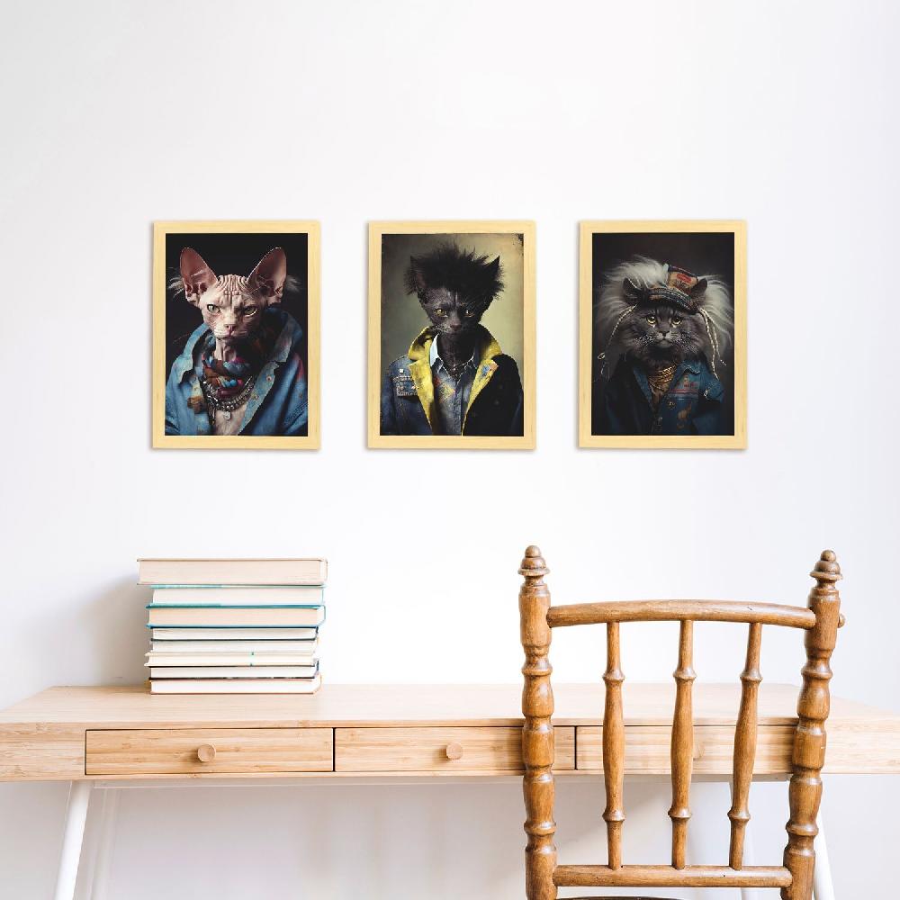 Nacnic Lámina Estética De Arte De Pared Animal Humano Nacnico Curl Lykoi Shynx