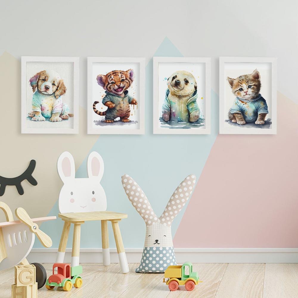 Nacnic Lámina Estética De Arte De Pared Nacnic Con Sello De Tigre Y Gatito