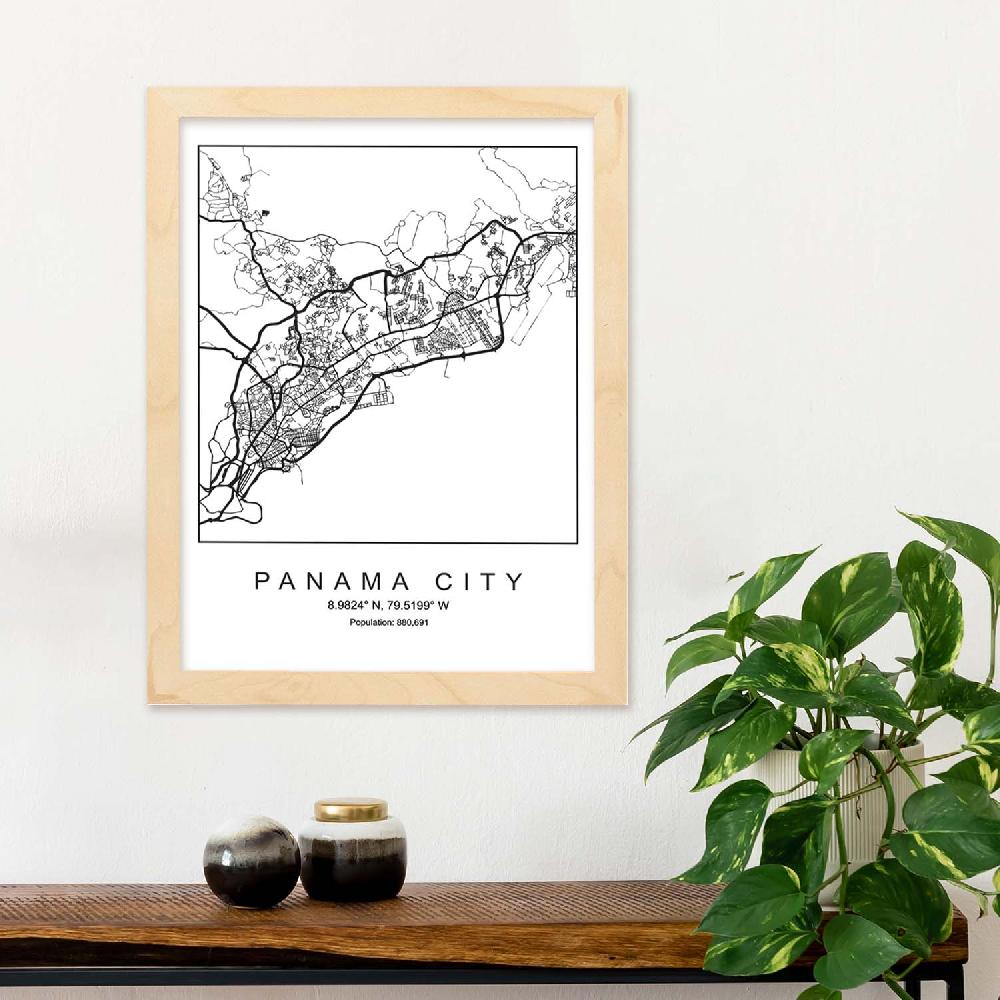 Nacnic Lámina Estilo Nórdico De La Ciudad De Panama En Blanco Y Negro