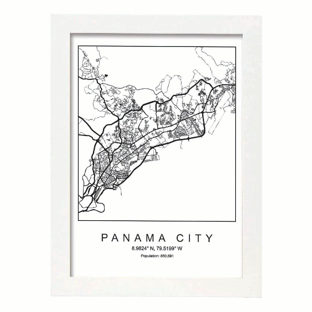 Nacnic Lámina Estilo Nórdico De La Ciudad De Panama En Blanco Y Negro