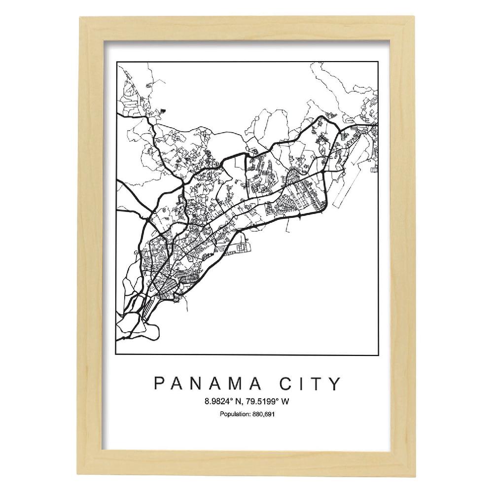Nacnic Lámina Estilo Nórdico De La Ciudad De Panama En Blanco Y Negro