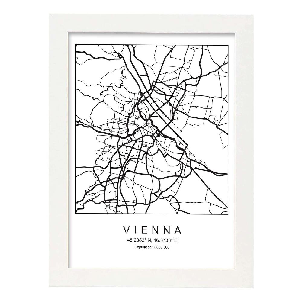 Nacnic Lámina Estilo Nordico De La Ciudad De Vienna En Blanco Y Negro