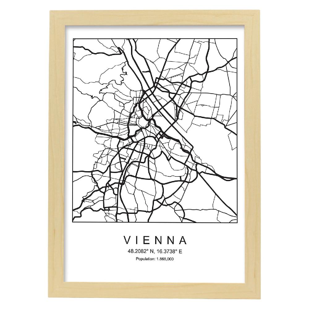 Nacnic Lámina Estilo Nordico De La Ciudad De Vienna En Blanco Y Negro