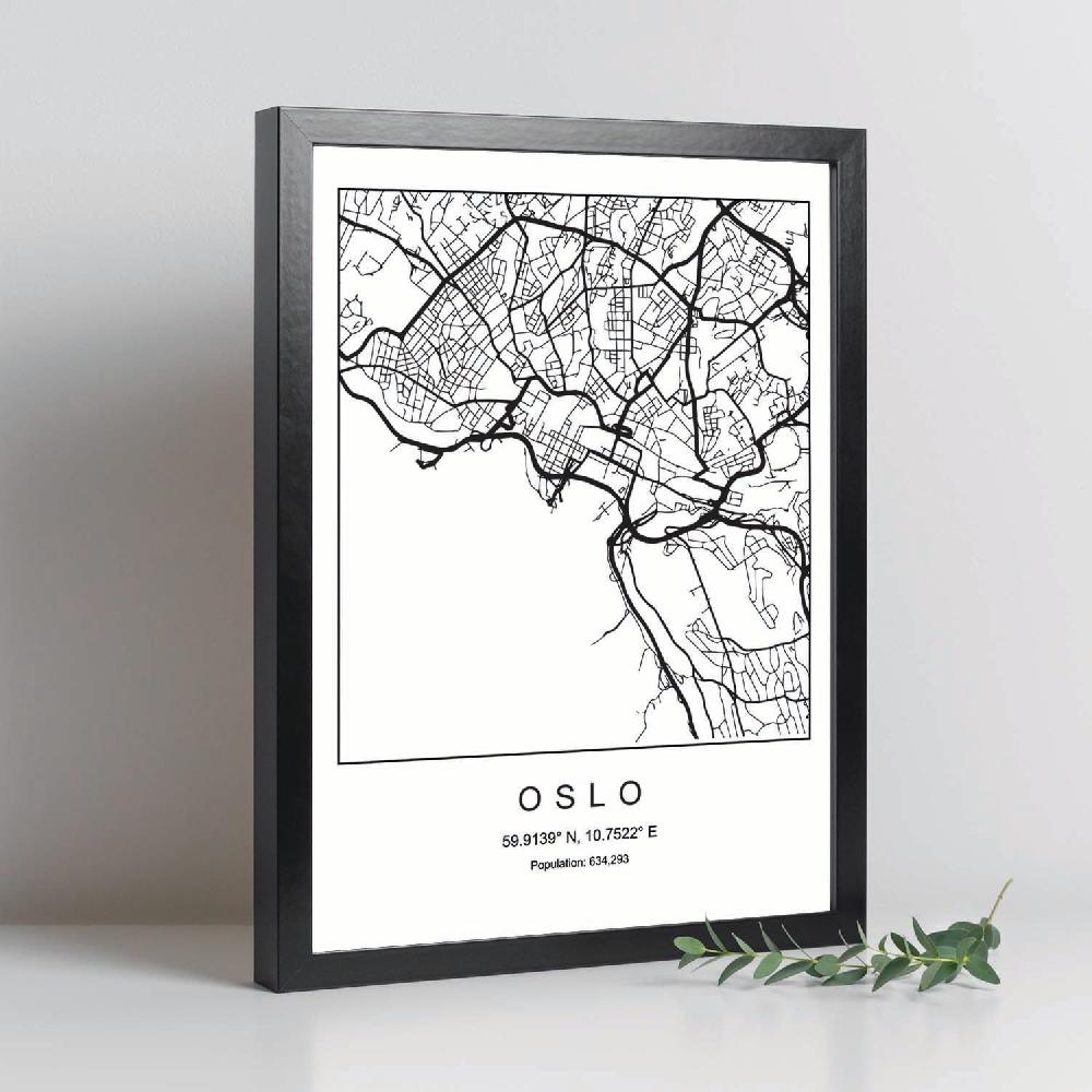Nacnic Lámina Estilo Nordico De La Ciudad Oslo En Blanco Y Negro