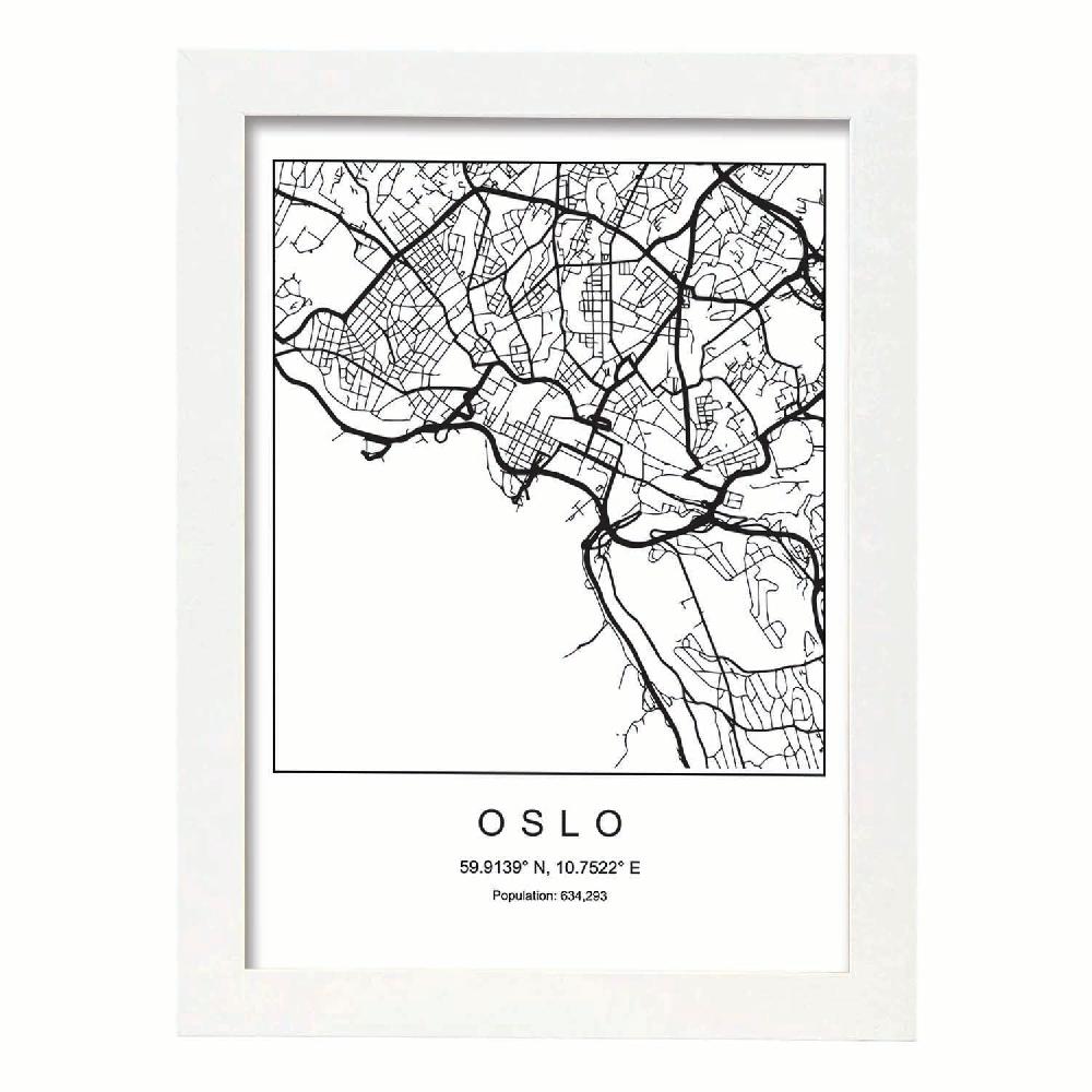 Nacnic Lámina Estilo Nordico De La Ciudad Oslo En Blanco Y Negro