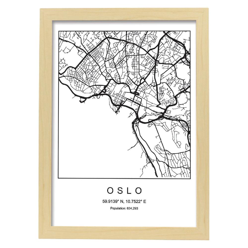 Nacnic Lámina Estilo Nordico De La Ciudad Oslo En Blanco Y Negro