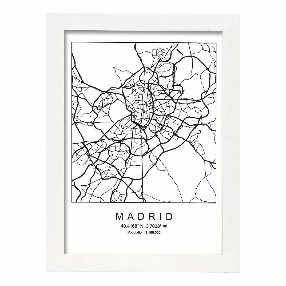Nacnic Lámina Estilo Nordico De Madrid En Blanco Y Negro